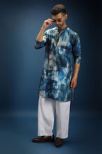 Denim Print Designer Kurta - Blue