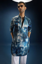 Denim Print Designer Kurta - Blue
