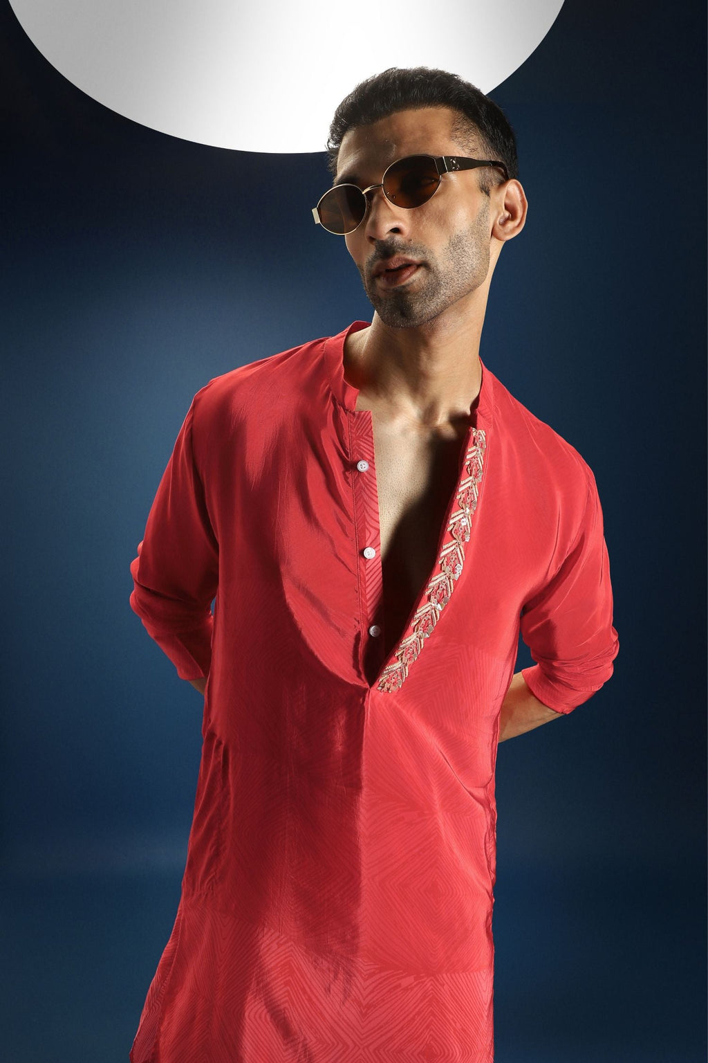 Red Print Kurta - Red