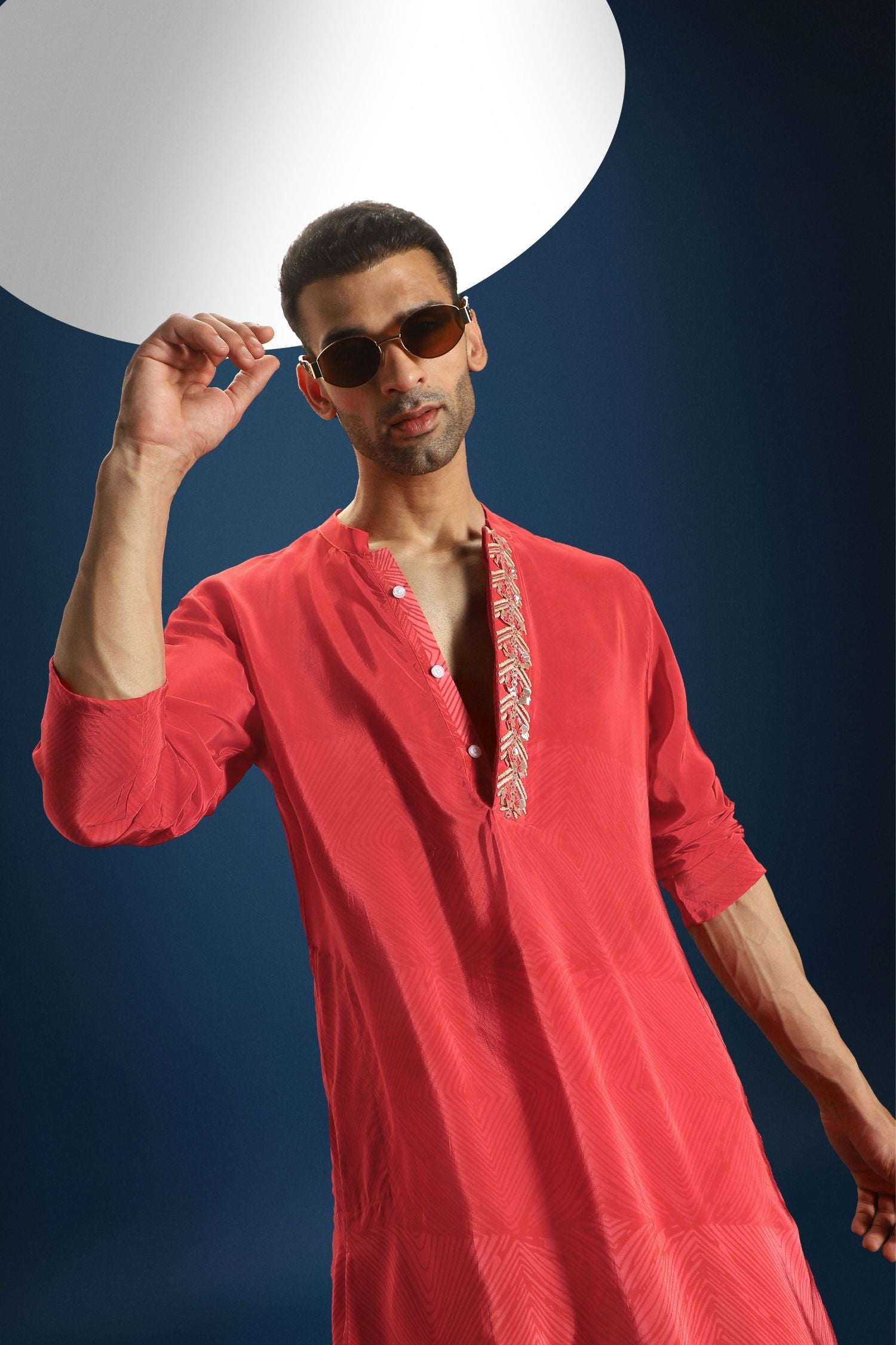 Red Print Kurta - Red