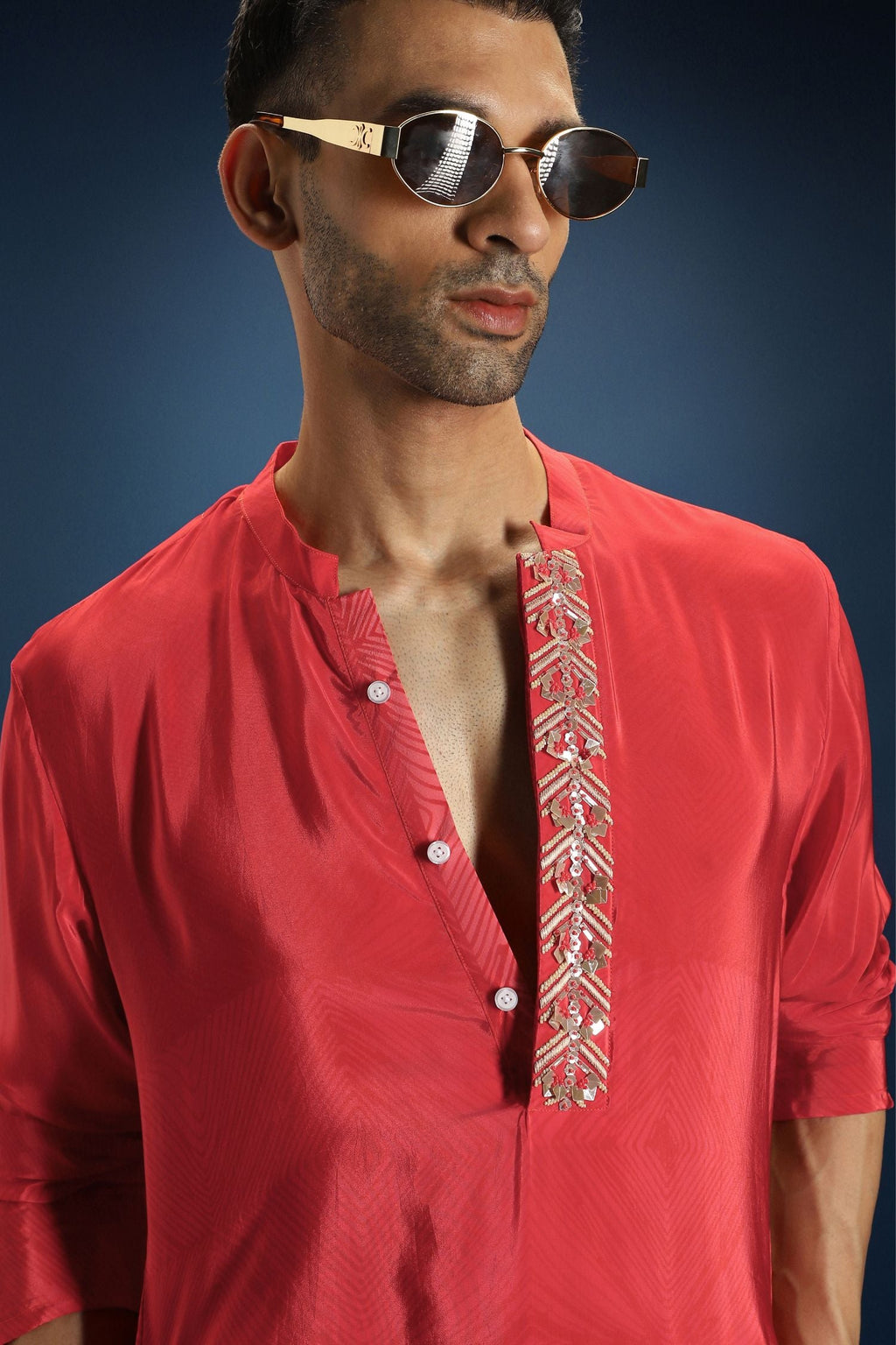 Red Print Kurta - Red
