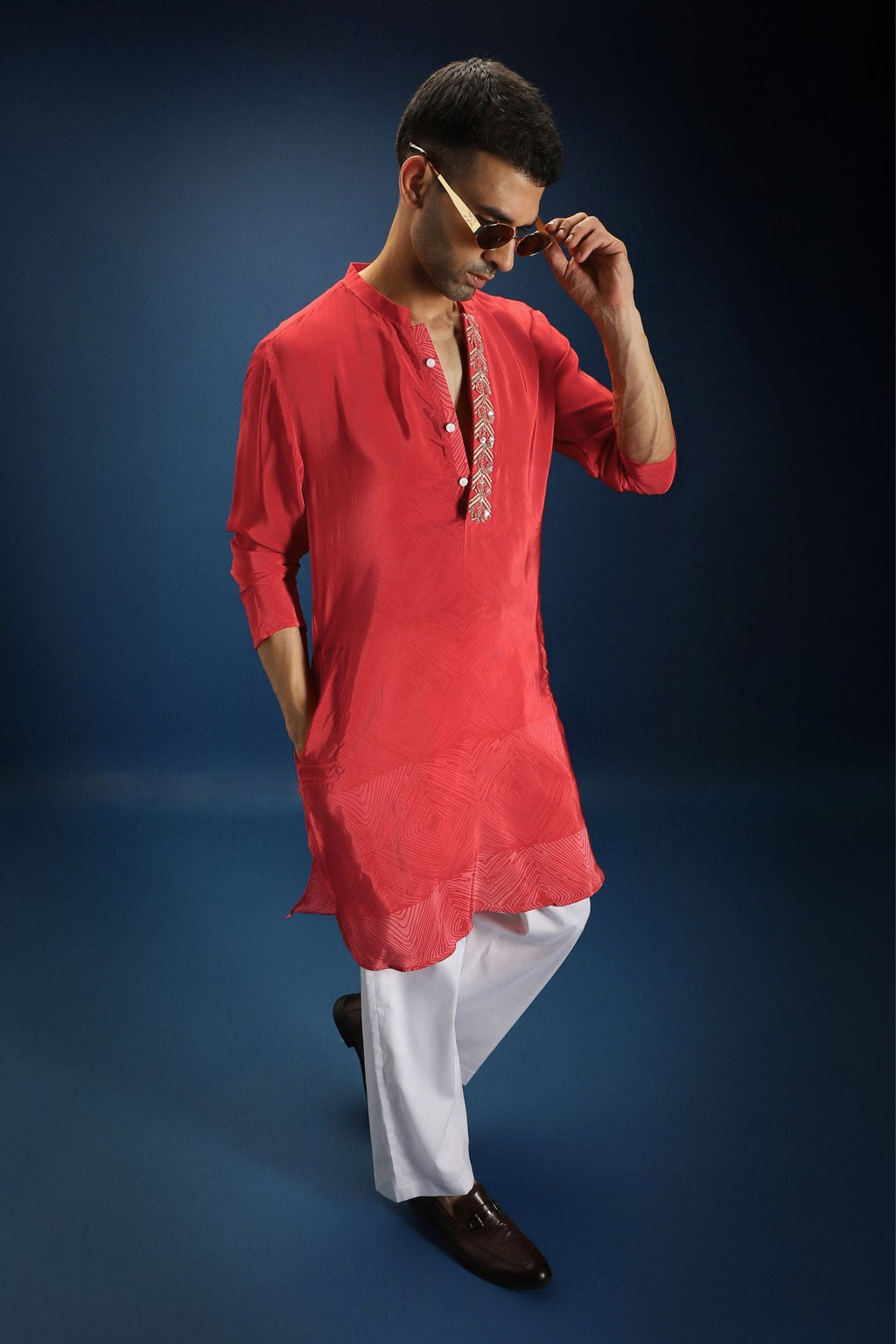 Red Print Kurta - Red