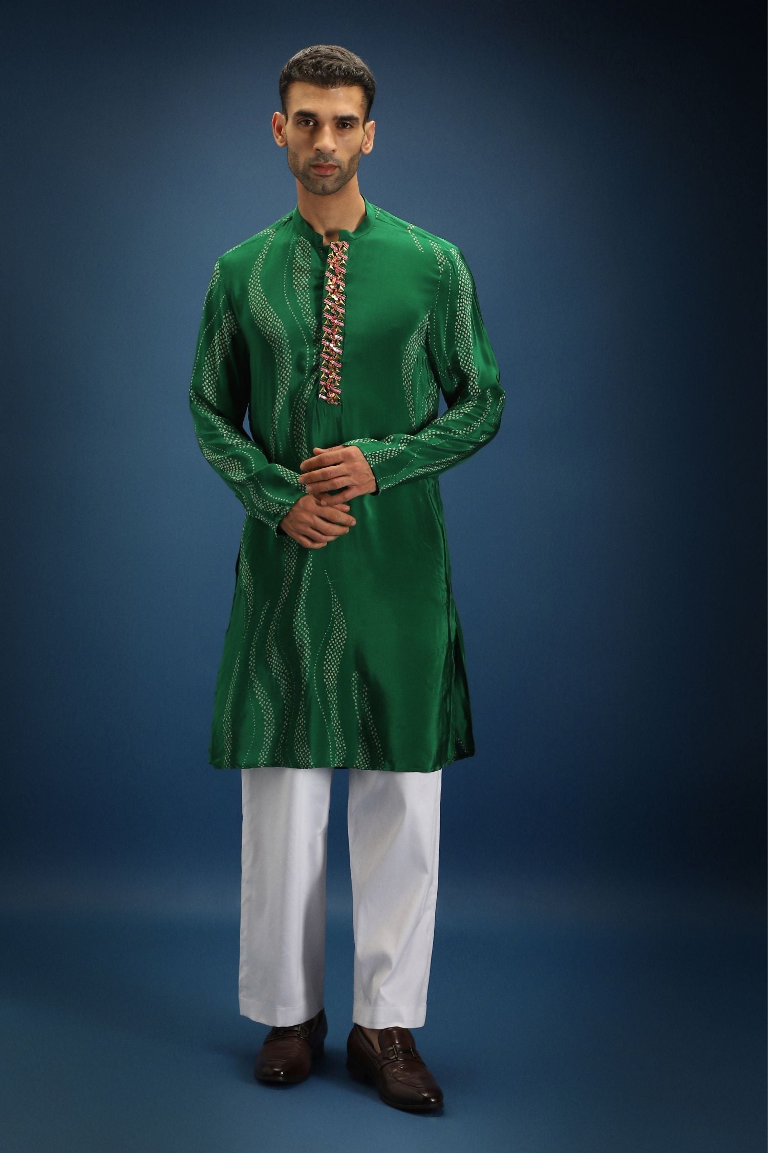 Green Bandhani Kurta - Green
