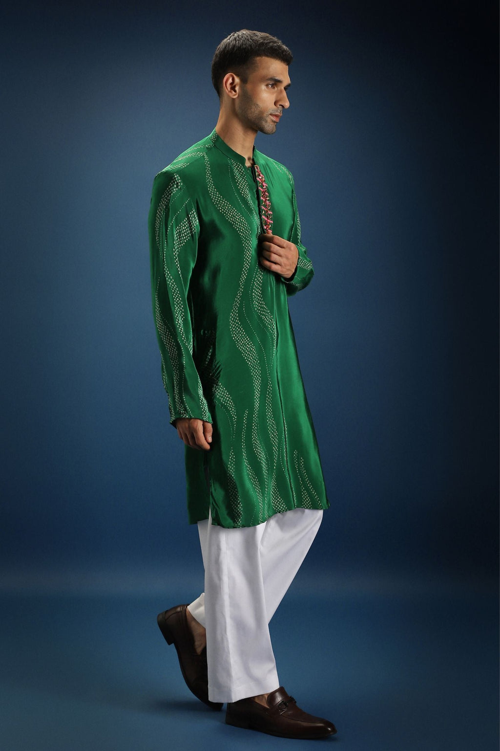 Green Bandhani Kurta - Green