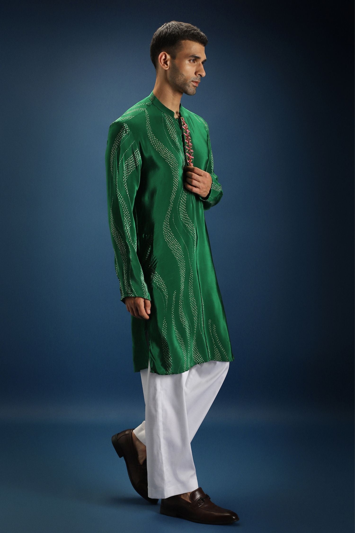 Green Bandhani Kurta - Green