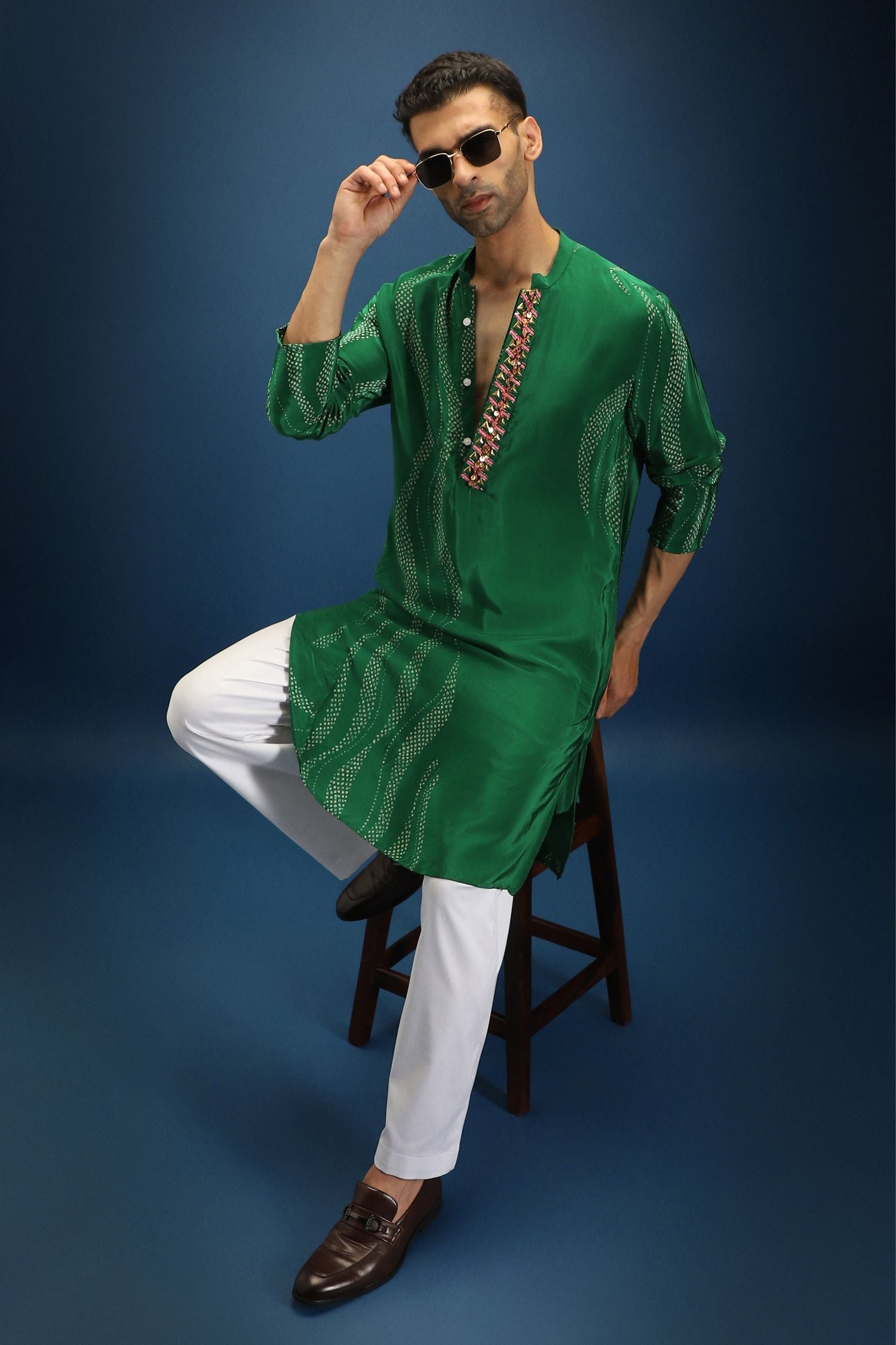 Green Bandhani Kurta - Green