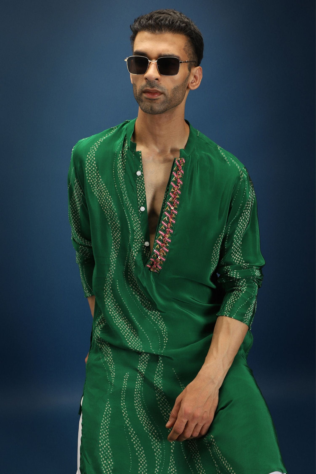 Green Bandhani Kurta - Green