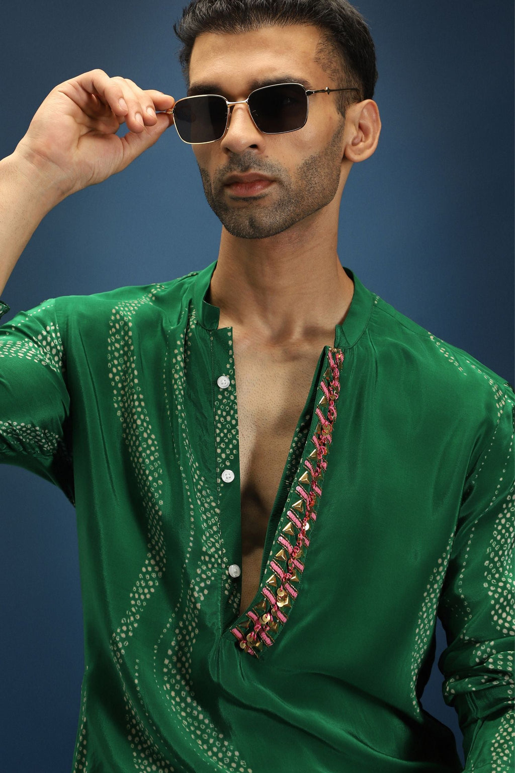 Green Bandhani Kurta - Green