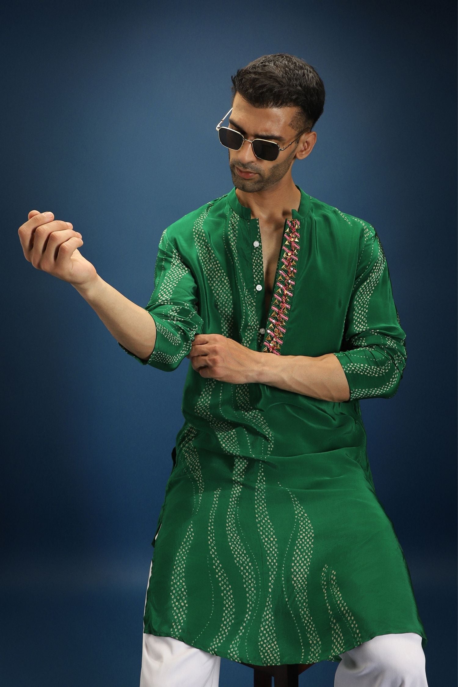 Green Bandhani Kurta - Green