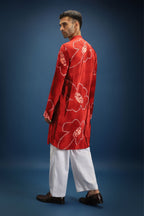 Red Flower Bandhani Kurta - Red