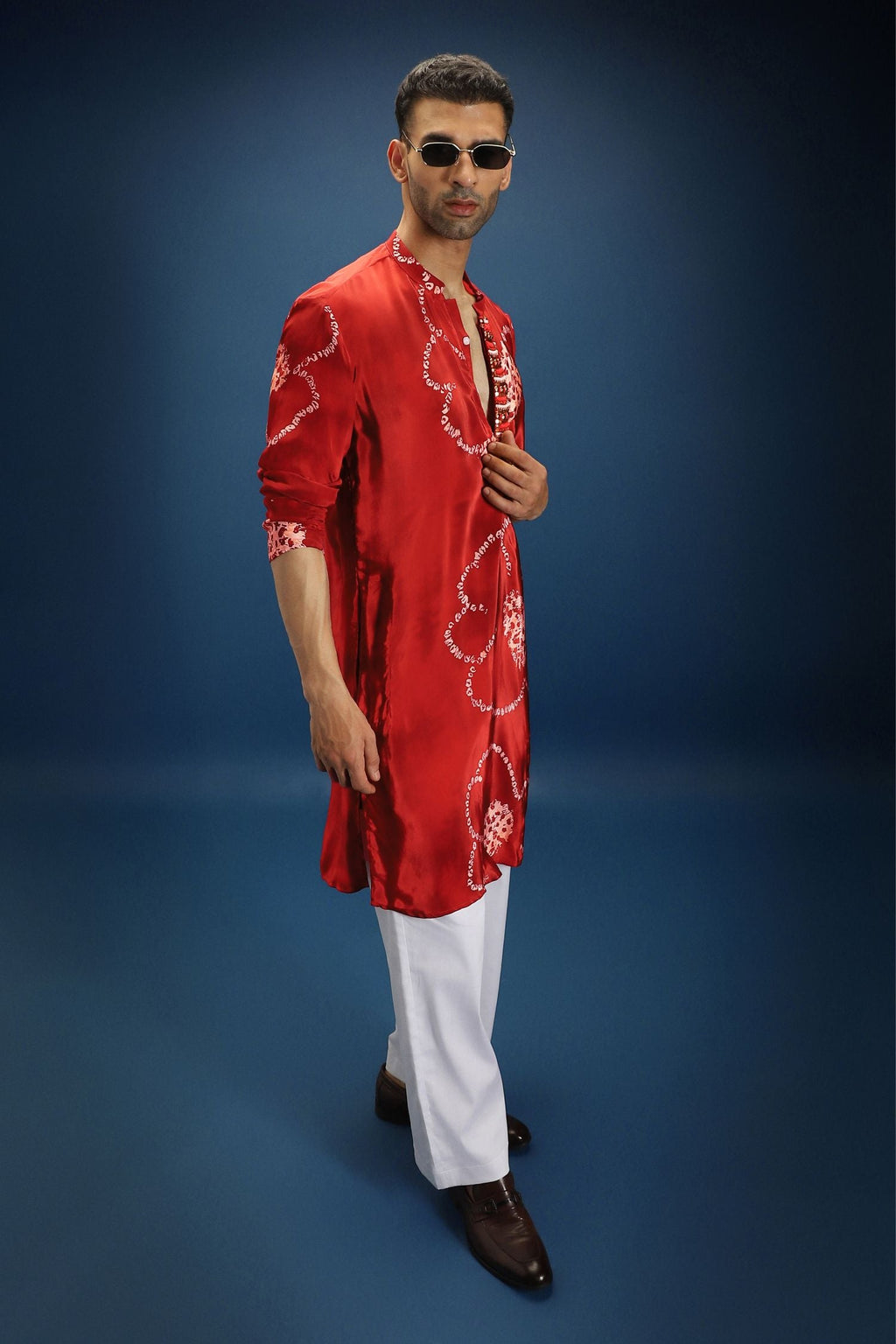 Red Flower Bandhani Kurta - Red
