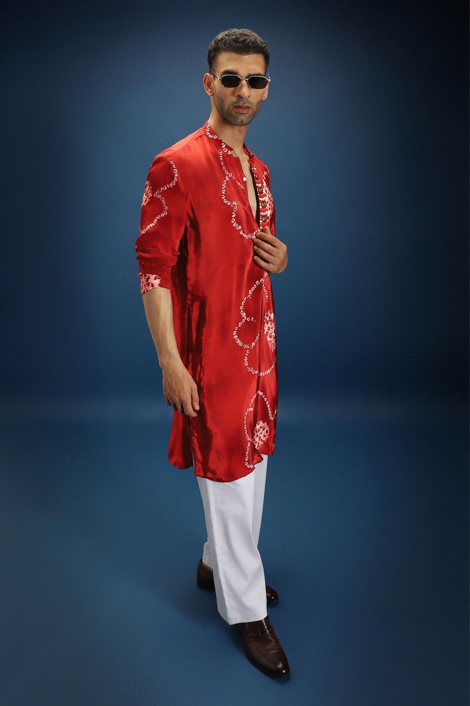 Red Flower Bandhani Kurta - Red