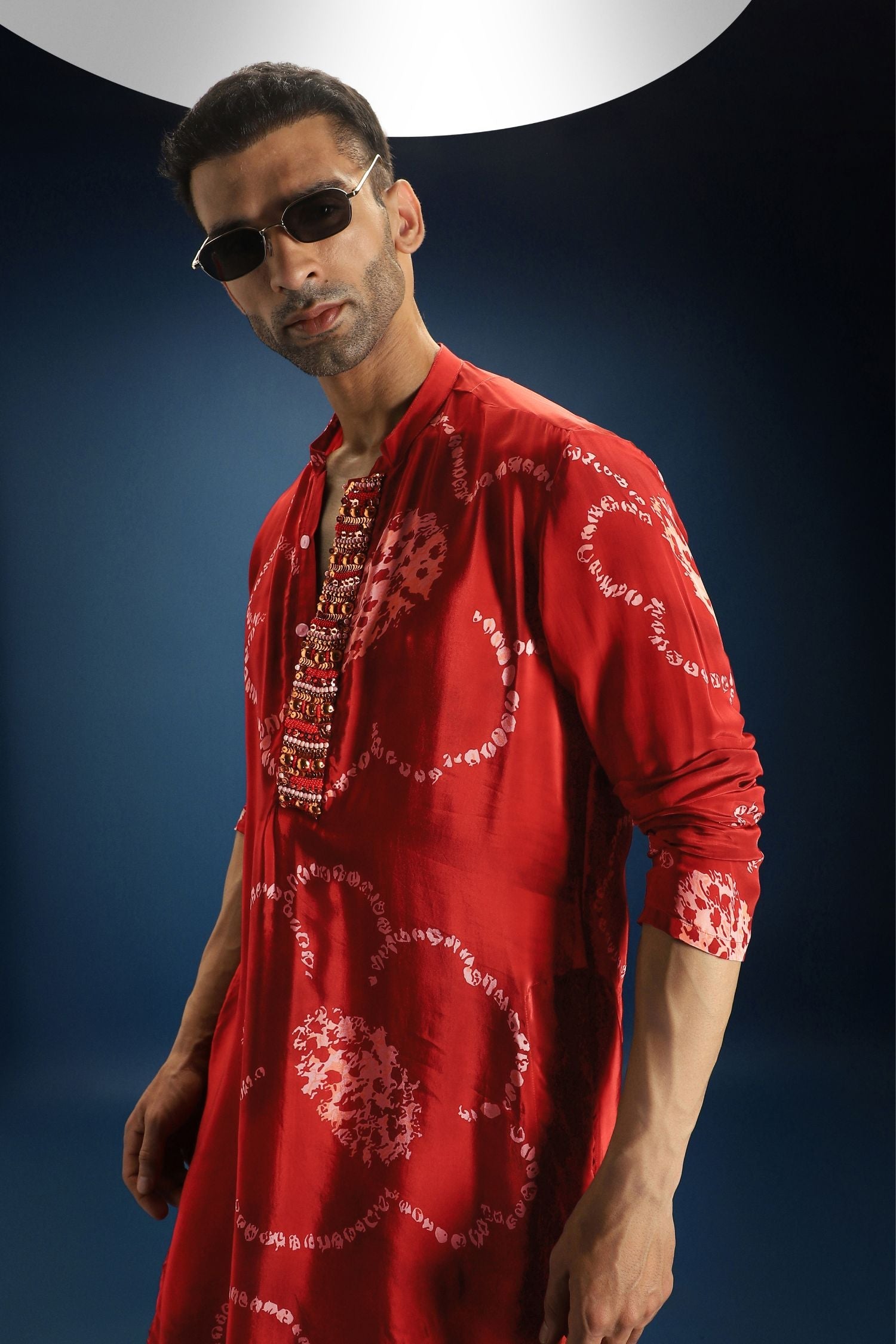 Red Flower Bandhani Kurta - Red