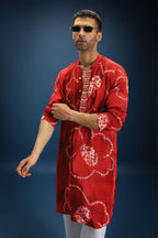 Red Flower Bandhani Kurta - Red