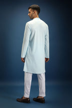 Song Bird Hand Embroidered Designer Kurta - Sky Blue
