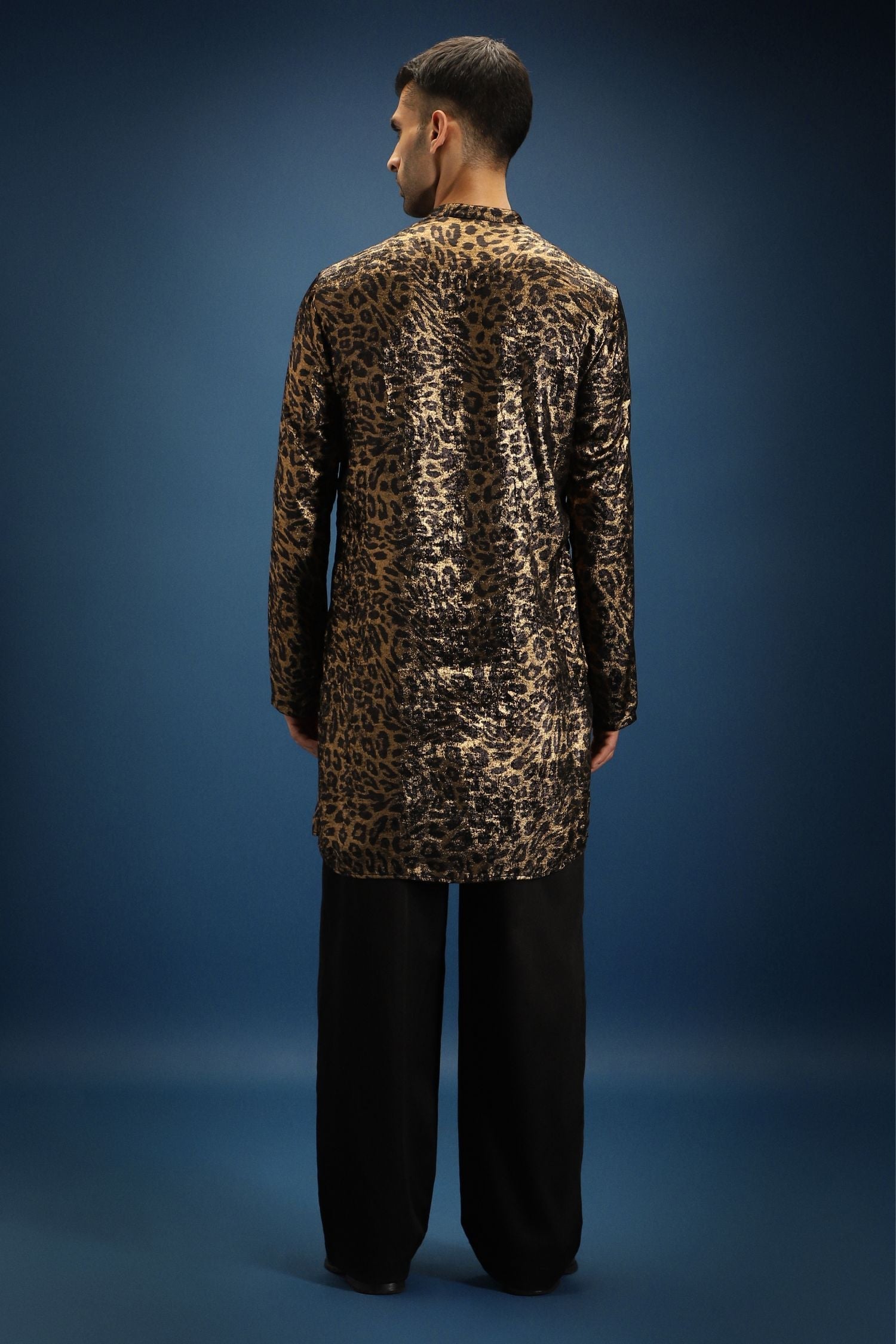 Leopard/Animal Print Designer Kurta - Black
