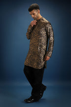 Leopard/Animal Print Designer Kurta - Black