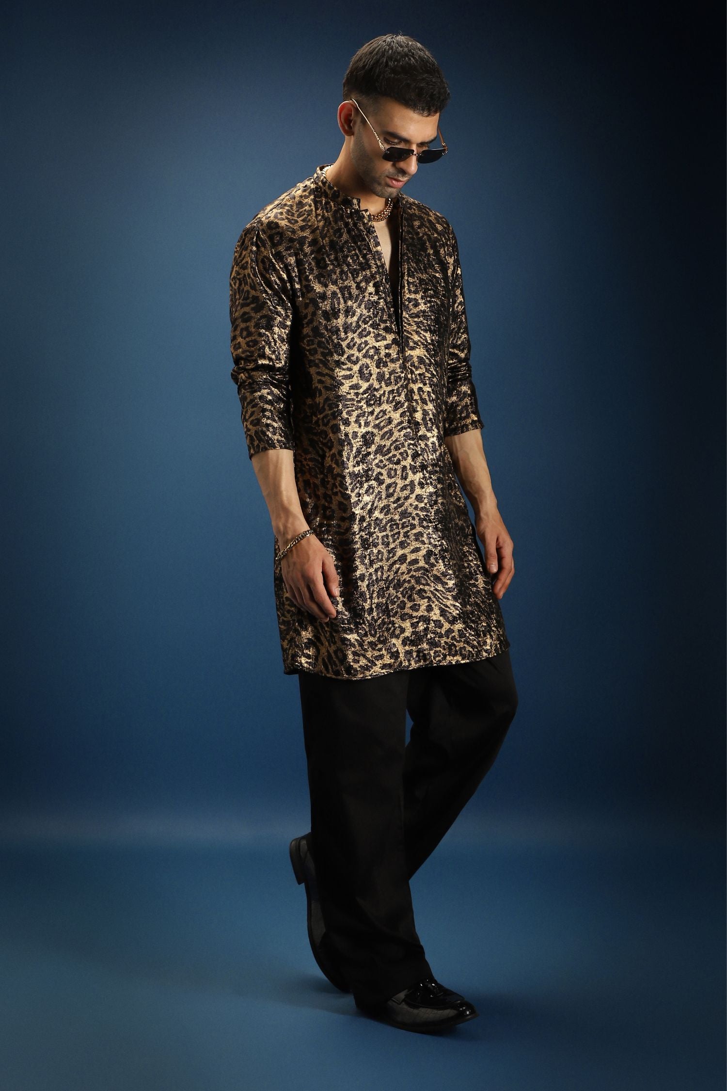 Leopard/Animal Print Designer Kurta - Black