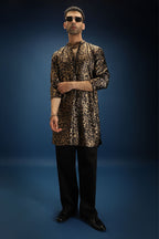 Leopard/Animal Print Designer Kurta - Black