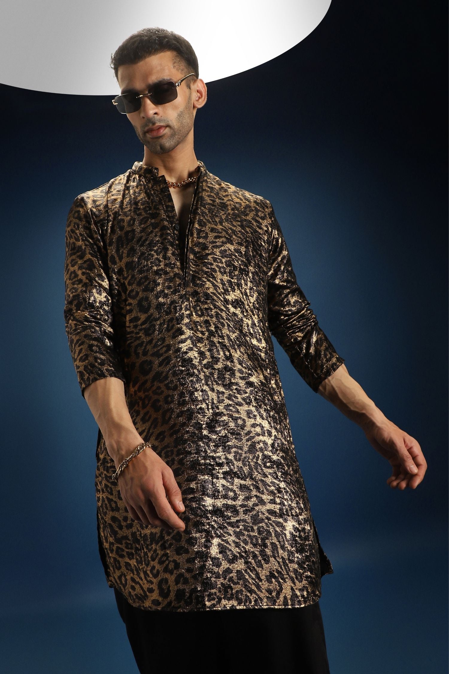 Leopard/Animal Print Designer Kurta - Black