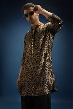 Leopard/Animal Print Designer Kurta - Black