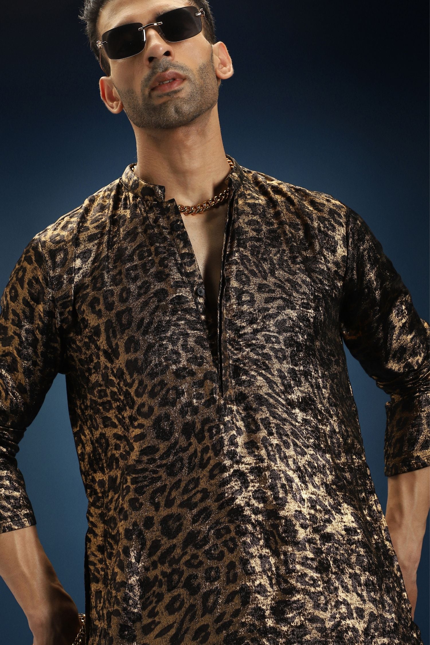 Leopard/Animal Print Designer Kurta - Black