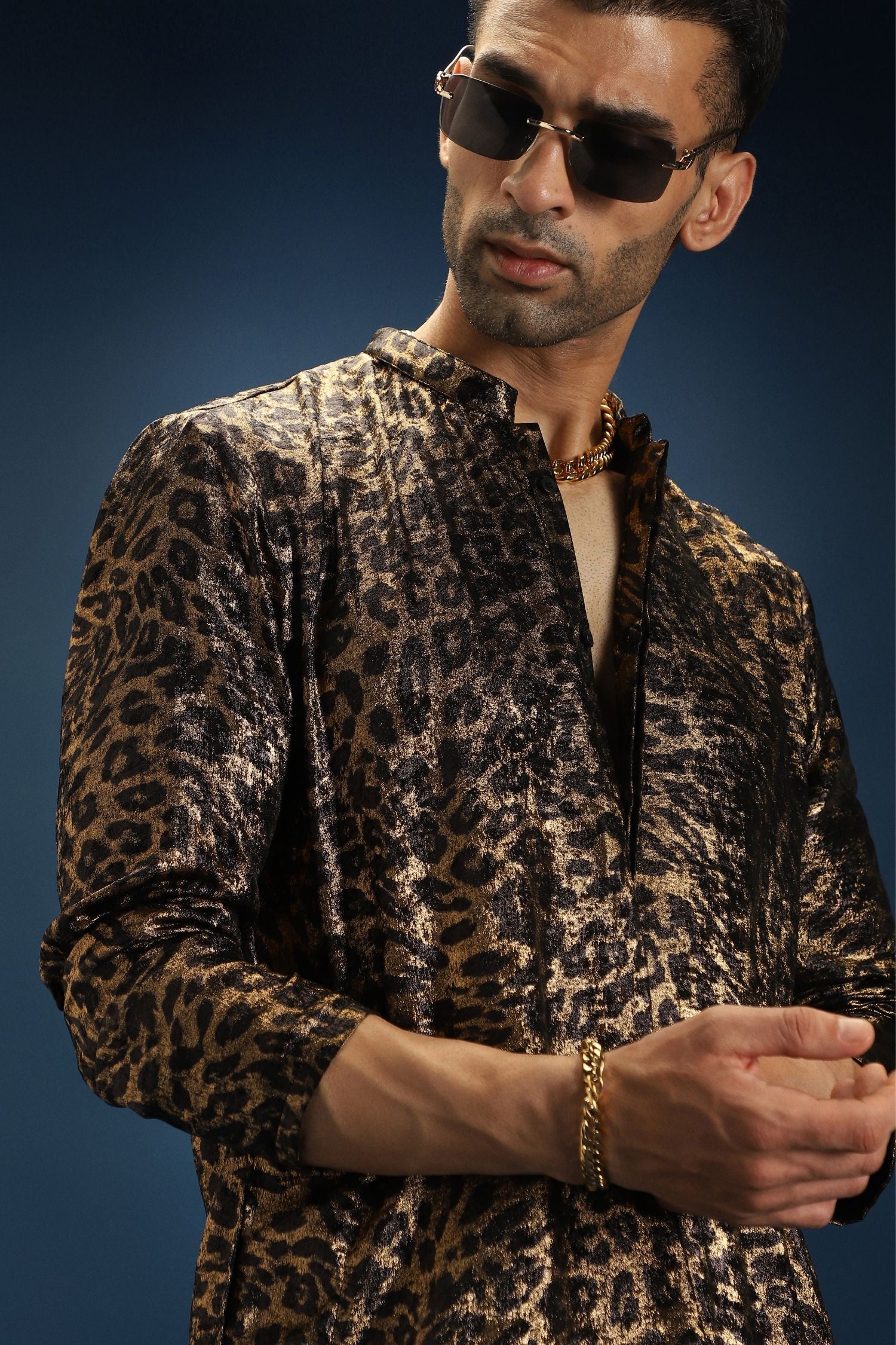 Leopard/Animal Print Designer Kurta - Black