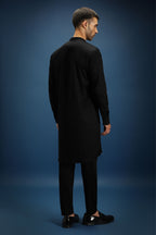 Jaguar Palace Hand Embroidered Designer Kurta - Black