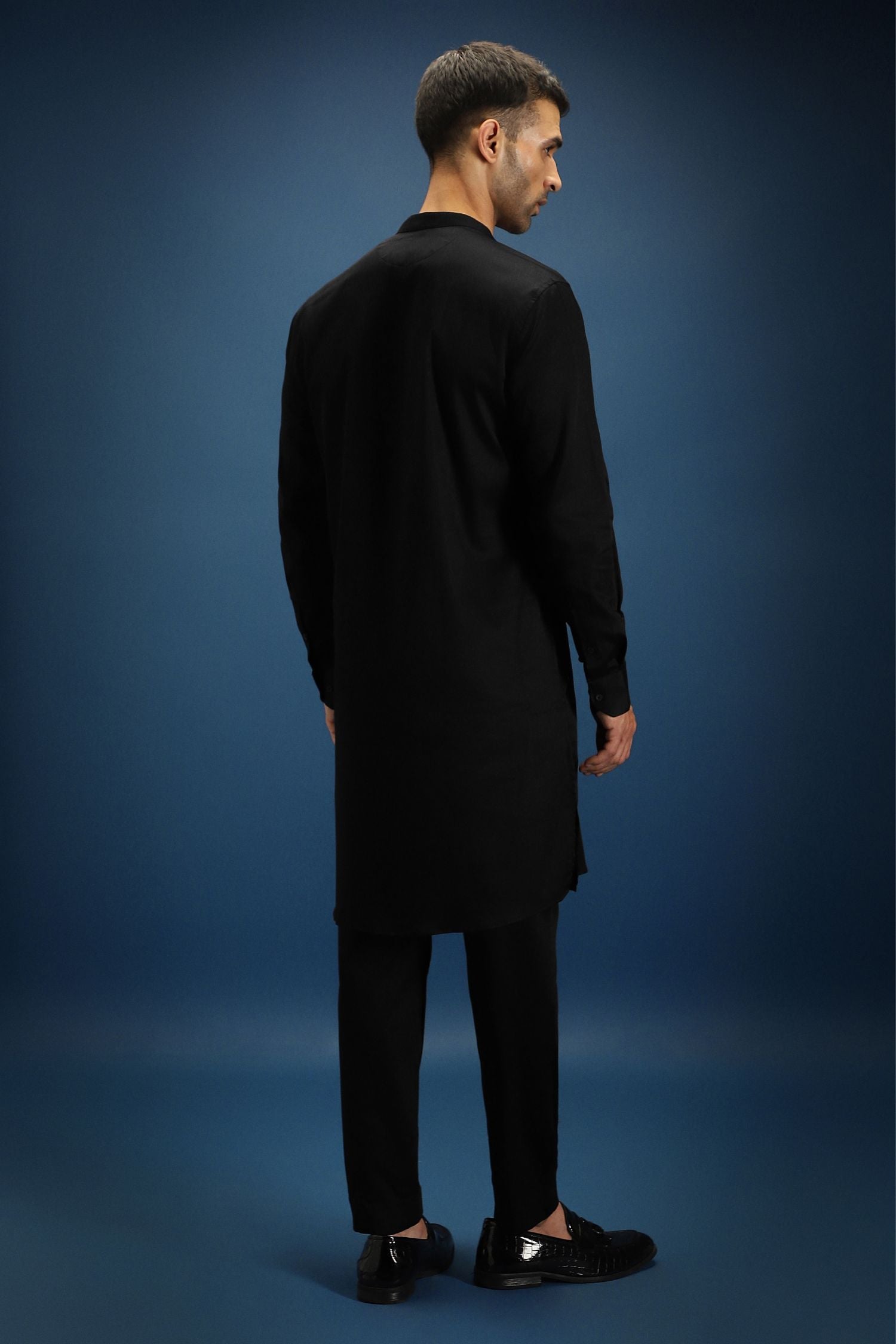 Jaguar Palace Hand Embroidered Designer Kurta - Black