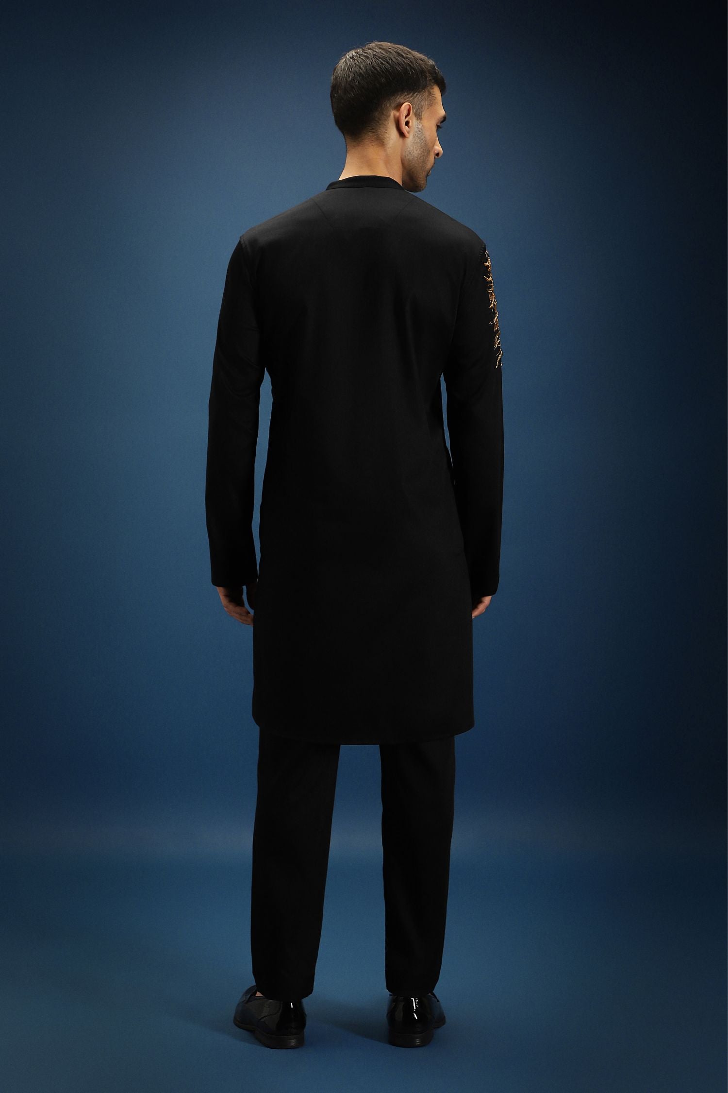 Narasimha Hand Embroidered Designer Kurta - Black