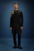 Narasimha Hand Embroidered Designer Kurta - Black