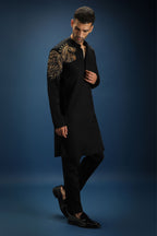 Narasimha Hand Embroidered Designer Kurta - Black