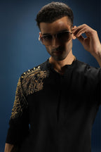 Narasimha Hand Embroidered Designer Kurta - Black