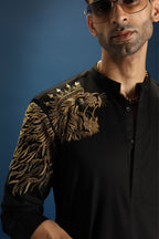 Narasimha Hand Embroidered Designer Kurta - Black
