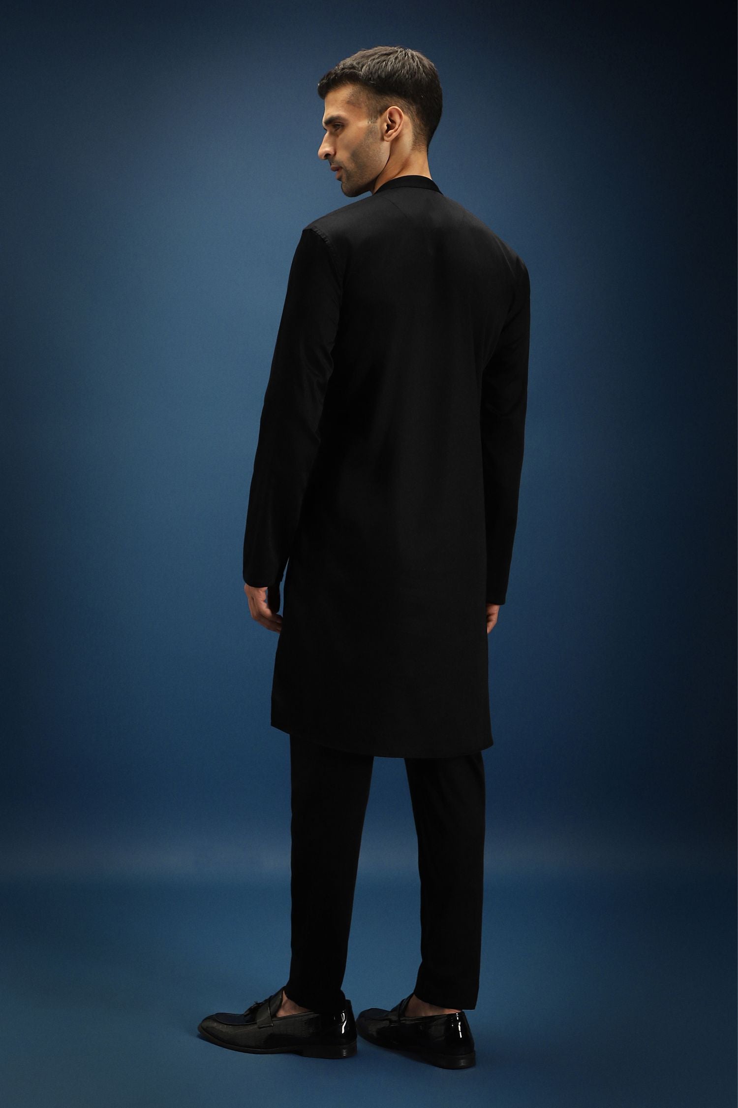 Rosette Hand Embroidered Designer Kurta - Black