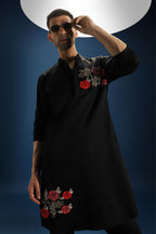 Rosette Hand Embroidered Designer Kurta - Black