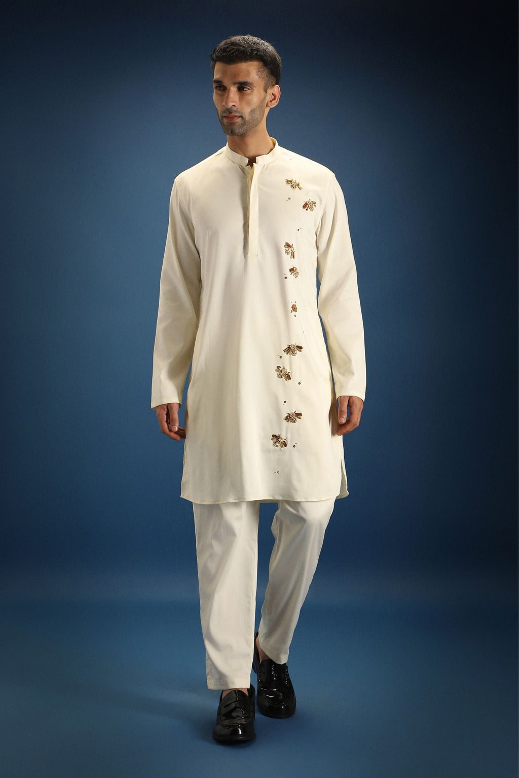 BumbleBee Hand Embroidered Designer Kurta - Ivory
