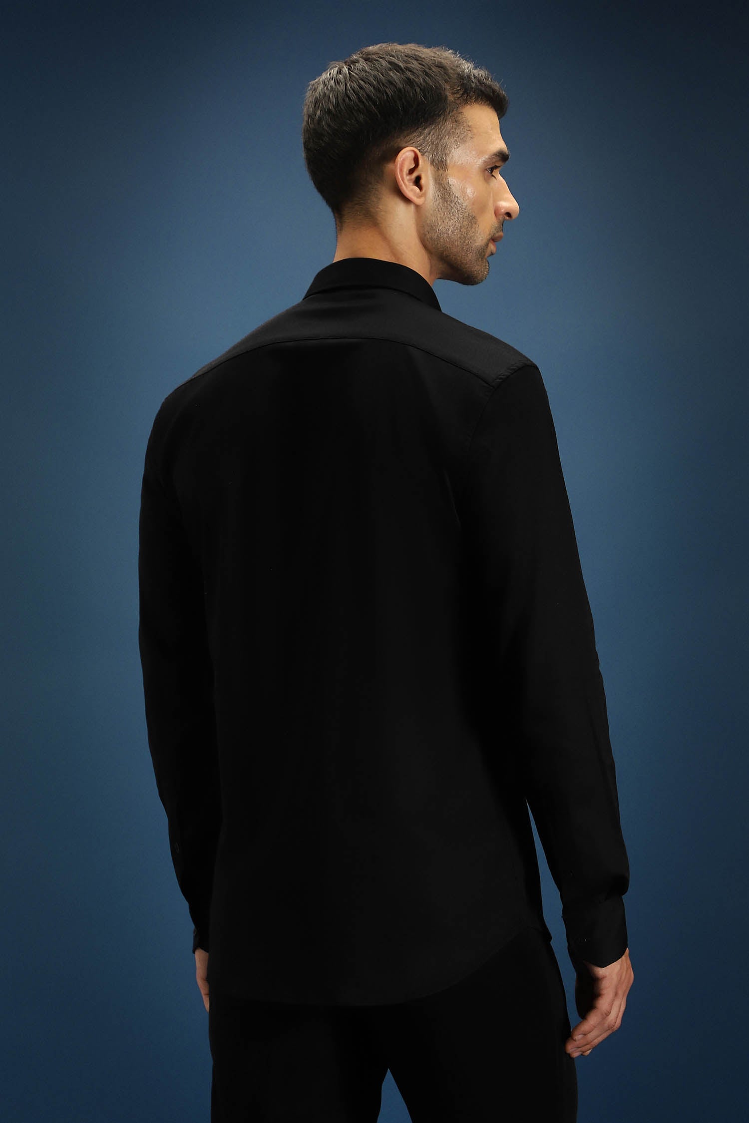 Heart Wing Hand Embroidered Designer Shirt - Black