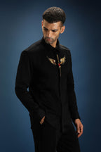 Heart Wing Hand Embroidered Designer Shirt - Black